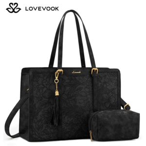 lovevook 15.6'' canvas laptop tote bag for women with clutch purse